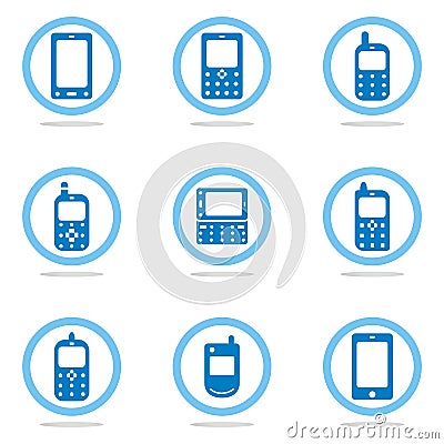 Head Phone Sets on Mobile Phone Icon Set  Click Image To Zoom
