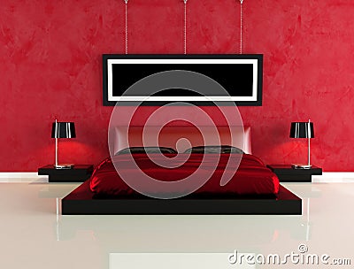   Black Room on Home   Stock Photography  Red And Black Passion Room