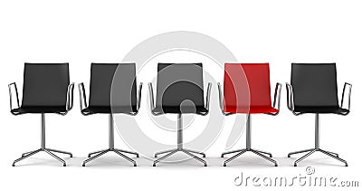 Black Chairs on Red Office Chair Among Black Chairs Isolated  Click Image To Zoom